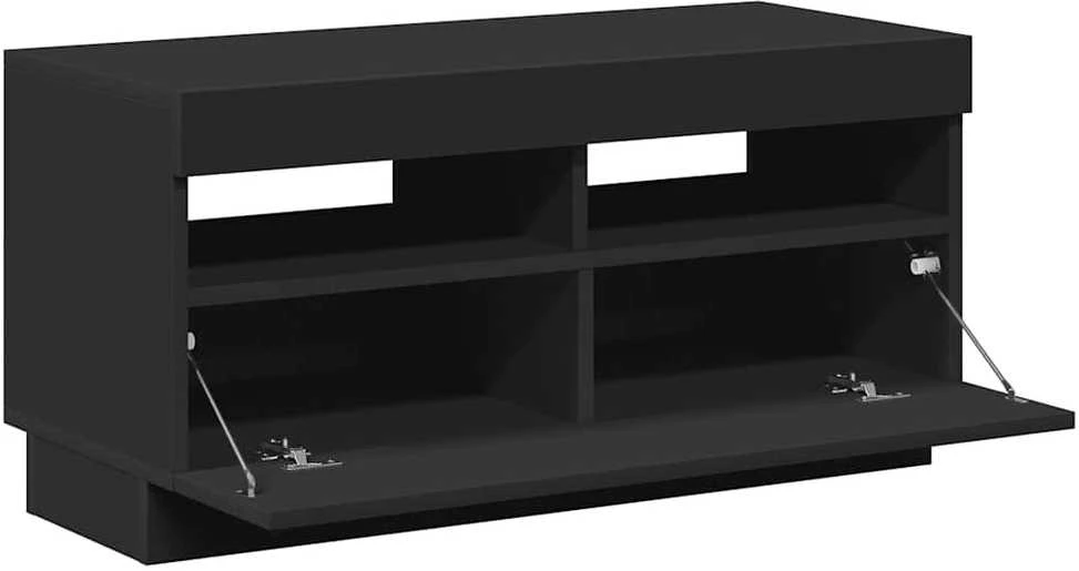 TV staliukas Televizoriaus spintelė su LED apšvietimu, juoda, 80x35x40cm