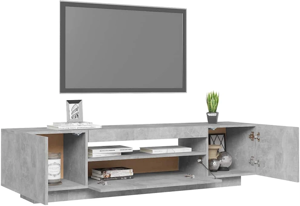 TV staliukas Televizoriaus spintelė su LED apšvietimu, pilka, 160x35x40cm