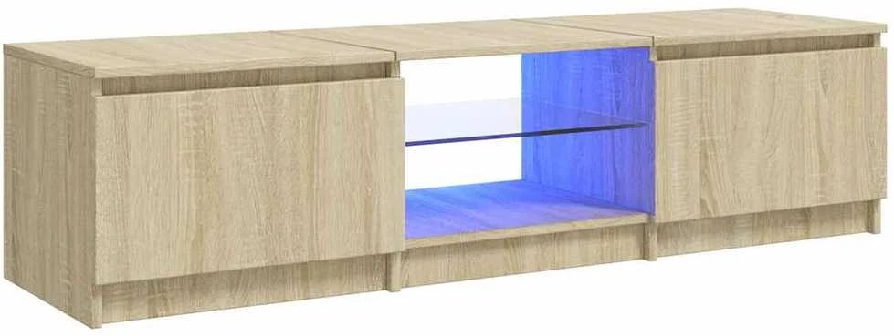 TV staliukas Televizoriaus spintelė su LED apšvietimu, ąžuolo, 140x40x35,5cm