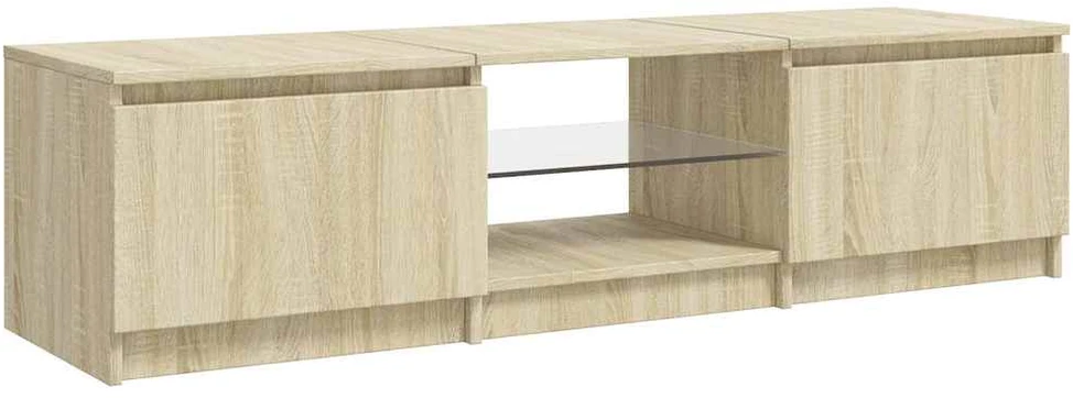TV staliukas Televizoriaus spintelė su LED apšvietimu, ąžuolo, 140x40x35,5cm