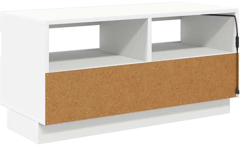 TV staliukas Televizoriaus spintelė su LED apšvietimu, balta, 80x35x40cm