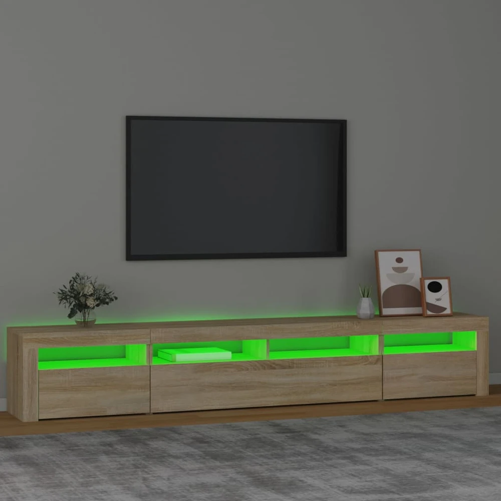 TV staliukas Televizoriaus spintelė su LED apšvietimu, ąžuolo, 240x35x40cm