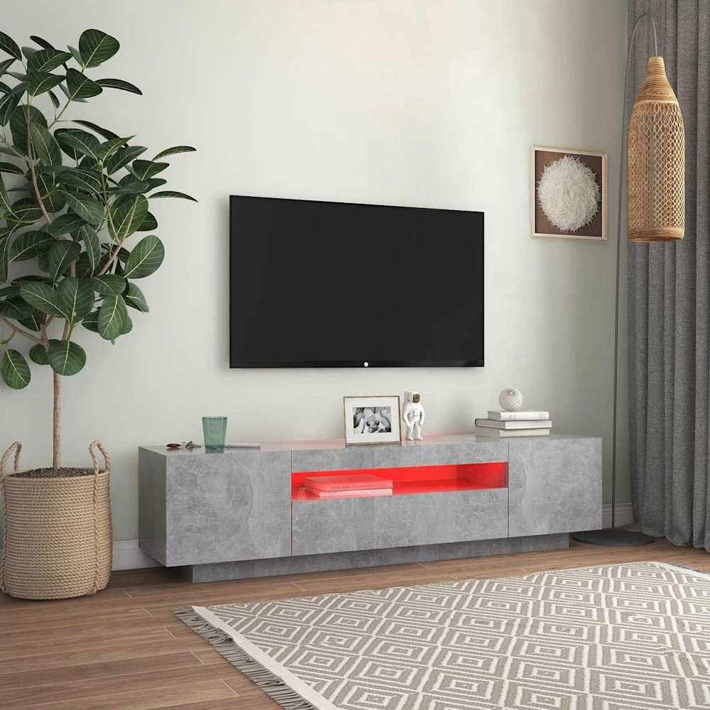 TV staliukas Televizoriaus spintelė su LED apšvietimu, pilka, 160x35x40cm