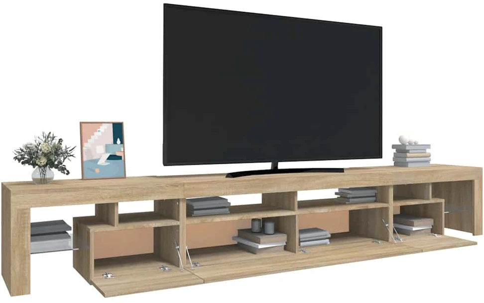 TV staliukas Televizoriaus spintelė su LED apšvietimu, ąžuolo, 260x36,5x40cm