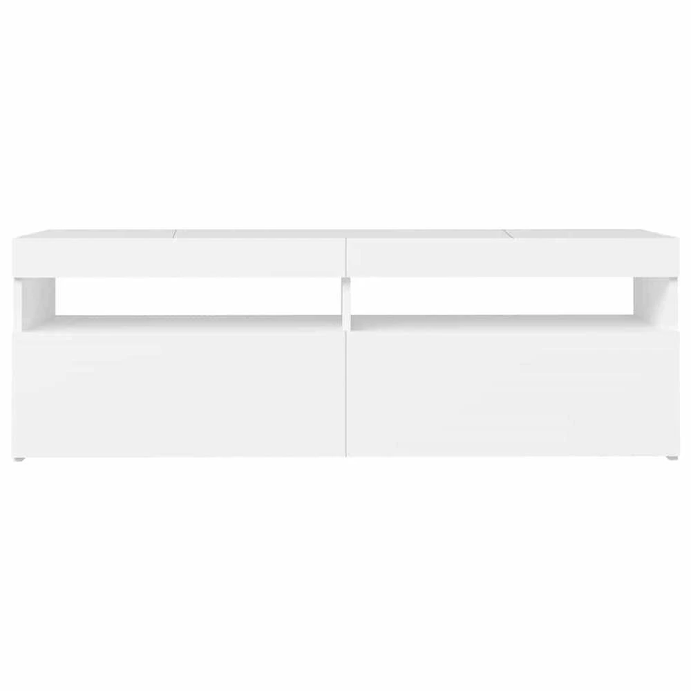 TV staliukas Televizoriaus spintelė su LED apšvietimu, balta, 120x35x40cm