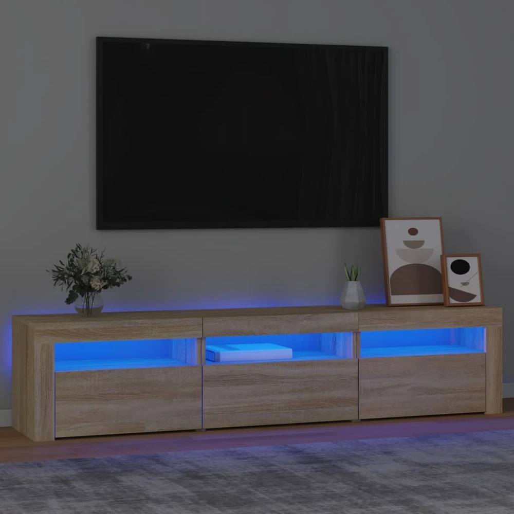 TV staliukas Televizoriaus spintelė su LED apšvietimu, ąžuolo, 180x35x40cm