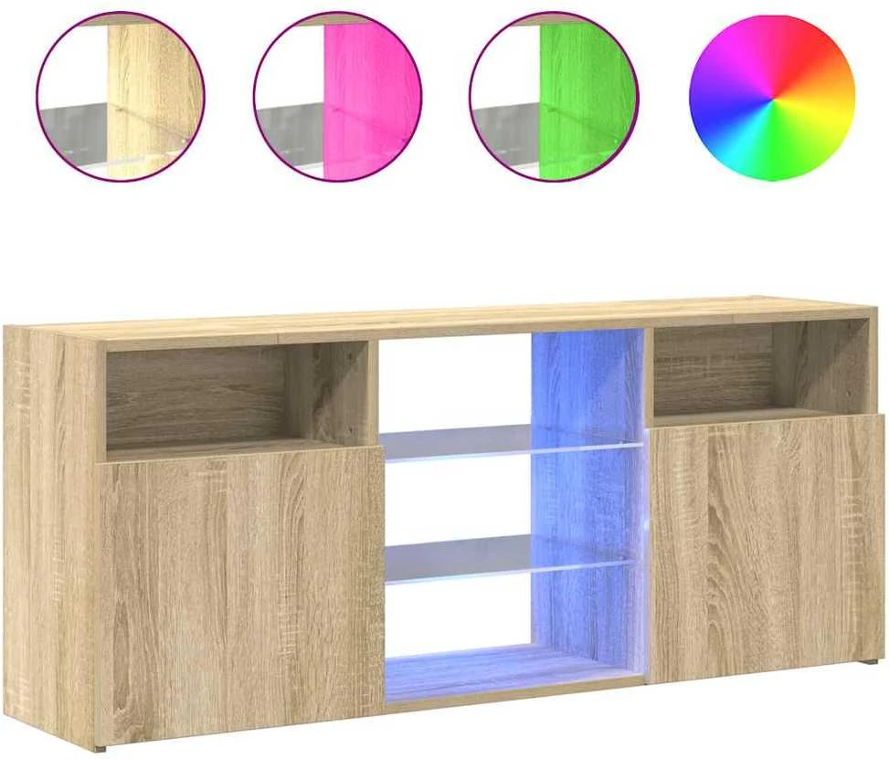 TV staliukas Televizoriaus spintelė su LED apšvietimu, ąžuolo, 120x30x50cm