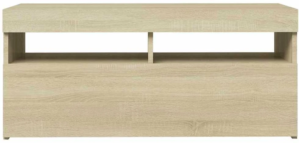 TV staliukas Televizoriaus spintelė su LED apšvietimu, ąžuolo, 90x35x40cm