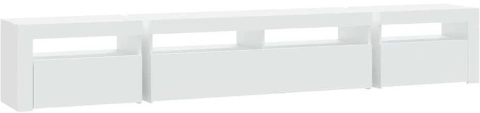 TV staliukas Televizoriaus spintelė su LED apšvietimu, balta, 240x35x40cm