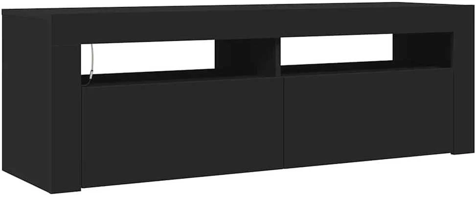 TV staliukas Televizoriaus spintelė su LED apšvietimu, juoda, 120x35x40cm