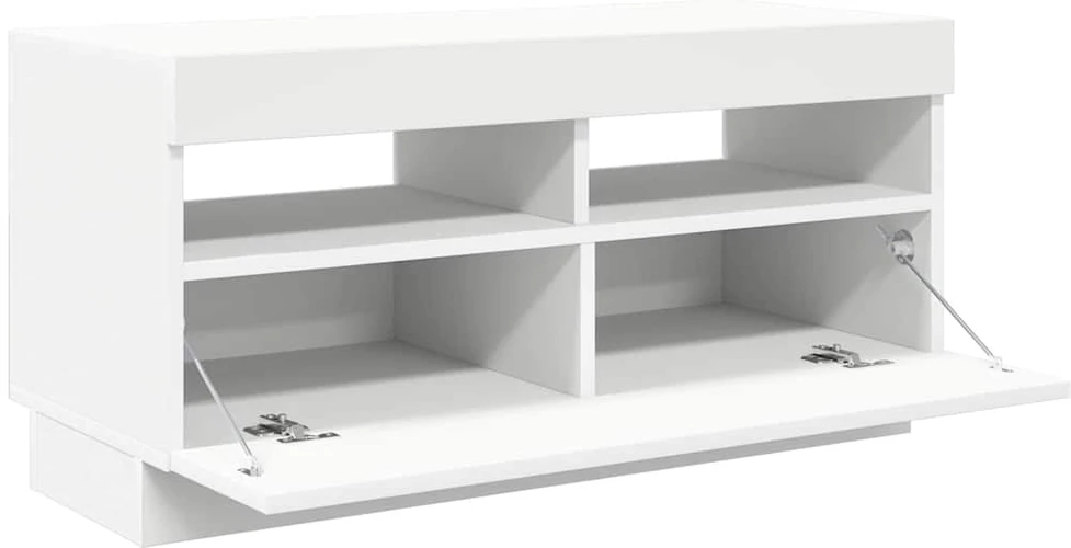 TV staliukas Televizoriaus spintelė su LED apšvietimu, balta, 80x35x40cm