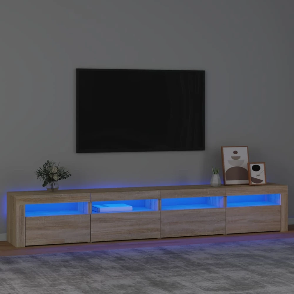 TV staliukas Televizoriaus spintelė su LED apšvietimu, ąžuolo, 240x35x40cm