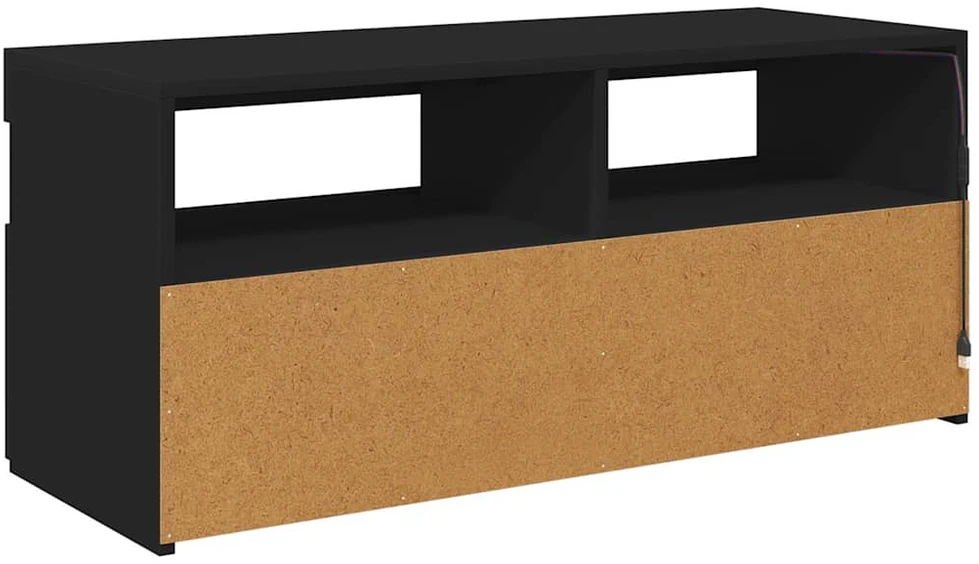 TV staliukas Televizoriaus spintelė su LED apšvietimu, juoda, 90x35x40cm