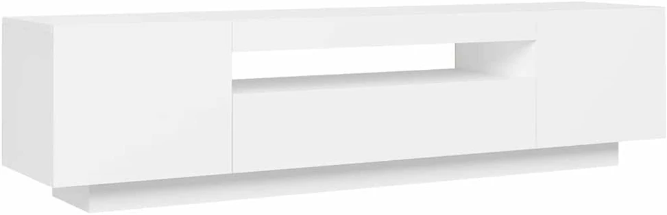 TV staliukas Televizoriaus spintelė su LED apšvietimu, balta, 160x35x40cm