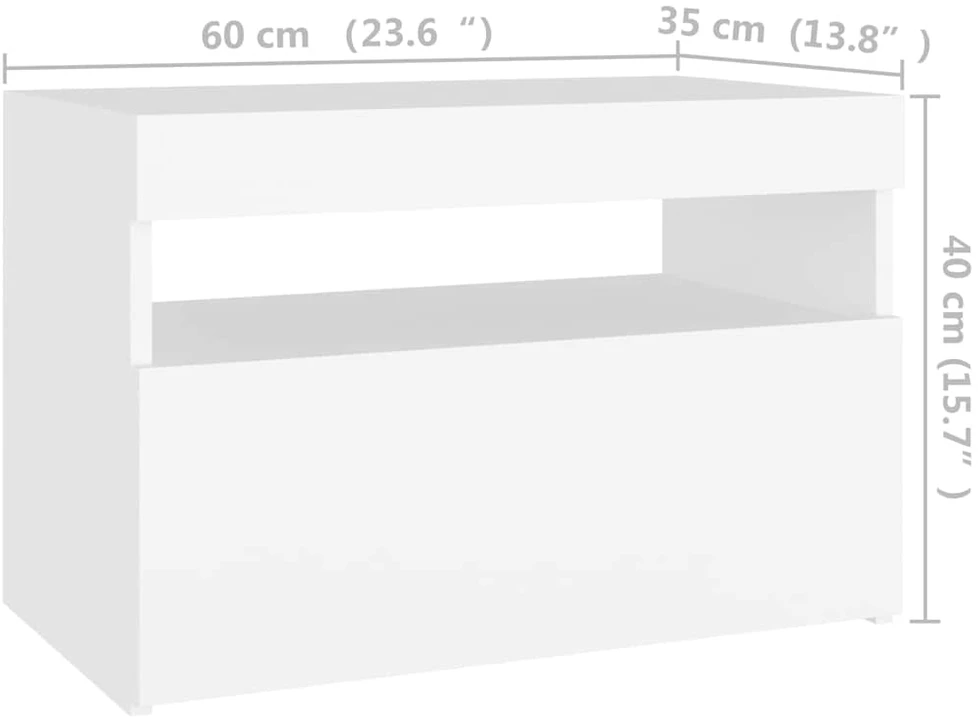 Televizoriaus spintelė su LED apšvietimu, balta, 60x35x40cm