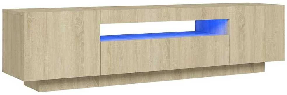 TV staliukas Televizoriaus spintelė su LED apšvietimu, ąžuolo, 160x35x40cm