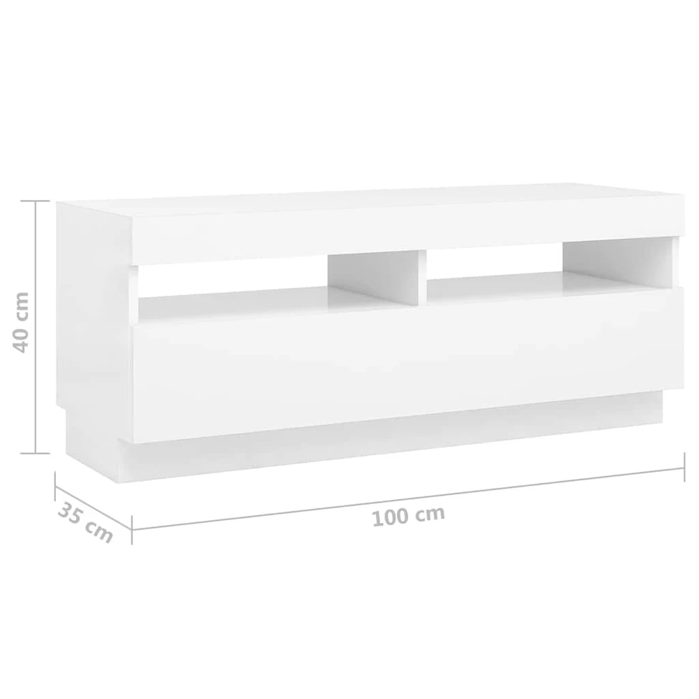TV staliukas Televizoriaus spintelė su LED apšvietimu, balta, 300x35x40cm