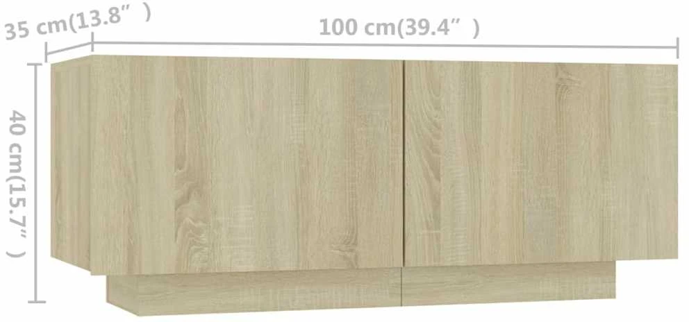 TV staliukas Televizoriaus spintelė su LED apšvietimu, ąžuolo, 300x35x40cm