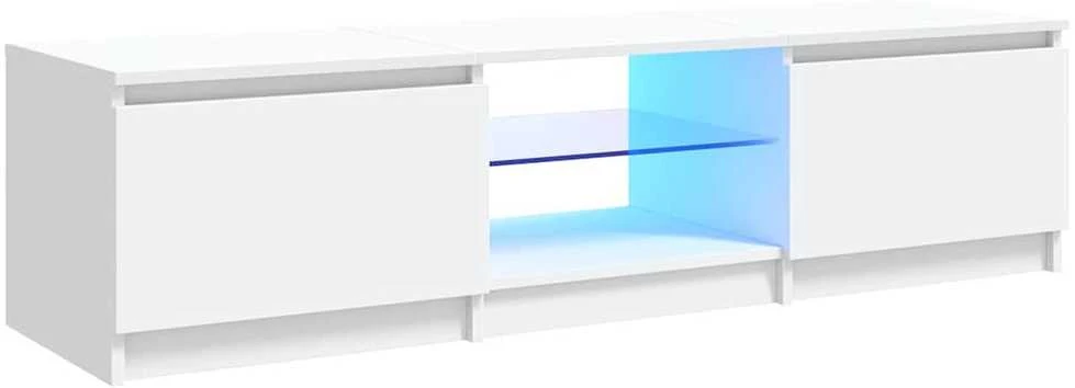TV staliukas Televizoriaus spintelė su LED apšvietimu, balta, 140x40x35,5cm