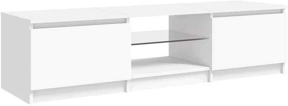 TV staliukas Televizoriaus spintelė su LED apšvietimu, balta, 140x40x35,5cm