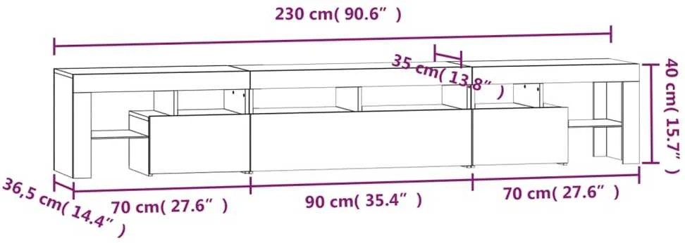 TV staliukas Televizoriaus spintelė su LED apšvietimu, ąžuolo, 230x36,5x40cm