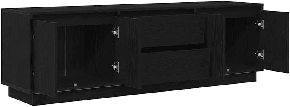 TV staliukas Televizoriaus spintelė su LED apšvietimu, juoda, 160,5x41x50 cm