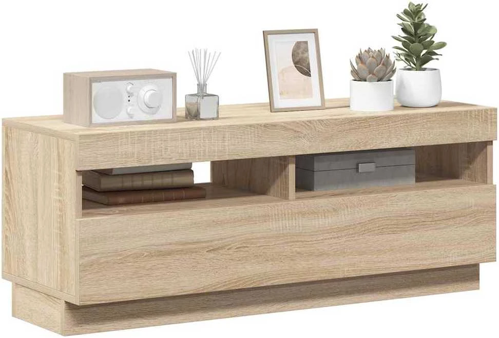 TV staliukas Televizoriaus spintelė su LED apšvietimu, ąžuolo, 100x35x40cm