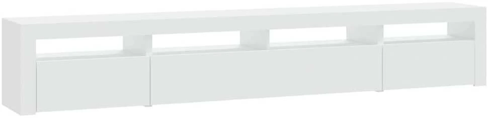 TV staliukas Televizoriaus spintelė su LED apšvietimu, balta, 240x35x40cm