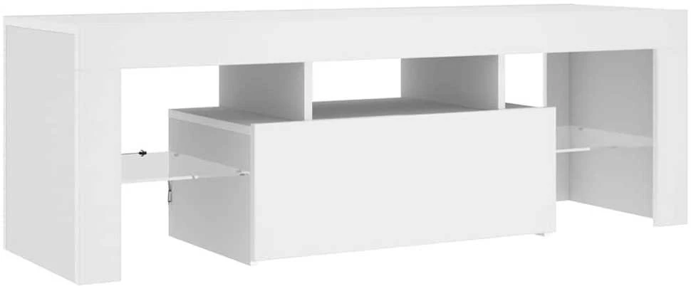 TV staliukas Televizoriaus spintelė su LED apšvietimu, balta, 120x35x40cm