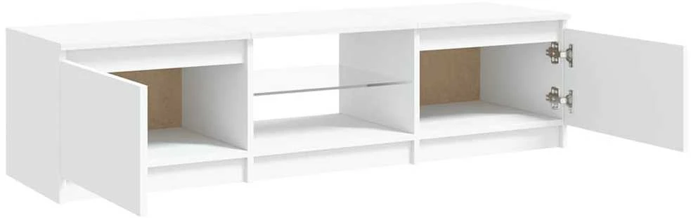 TV staliukas Televizoriaus spintelė su LED apšvietimu, balta, 140x40x35,5cm