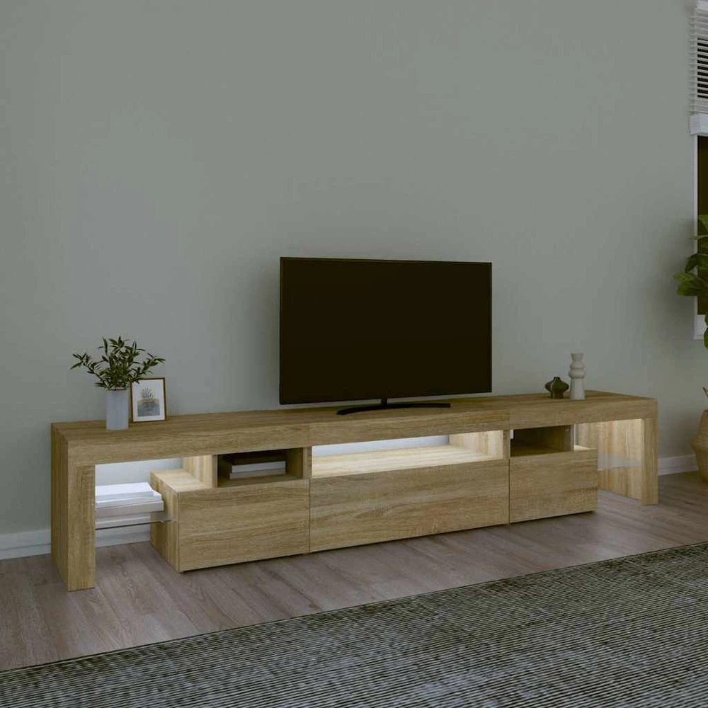 TV staliukas Televizoriaus spintelė su LED apšvietimu, ąžuolo, 215x36,5x40cm