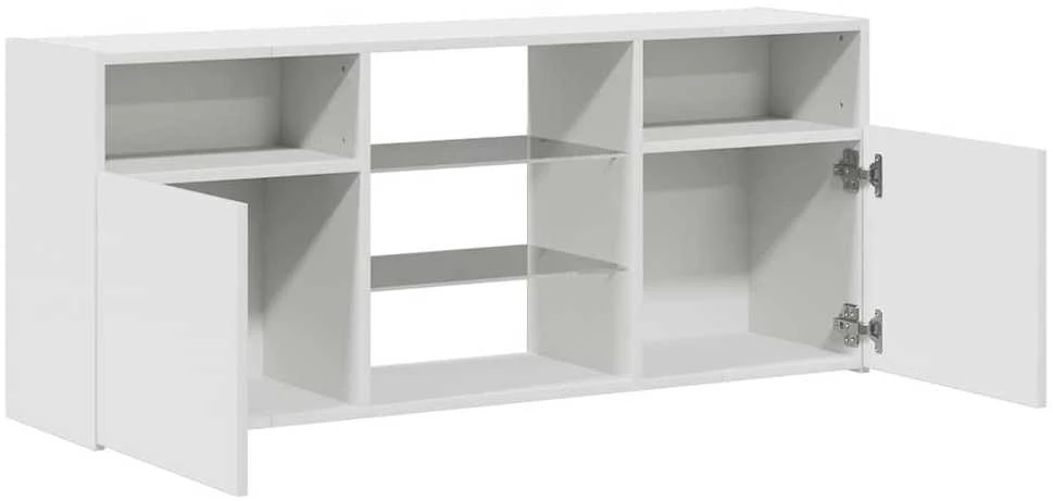 TV staliukas Televizoriaus spintelė su LED apšvietimu, balta, 120x30x50cm