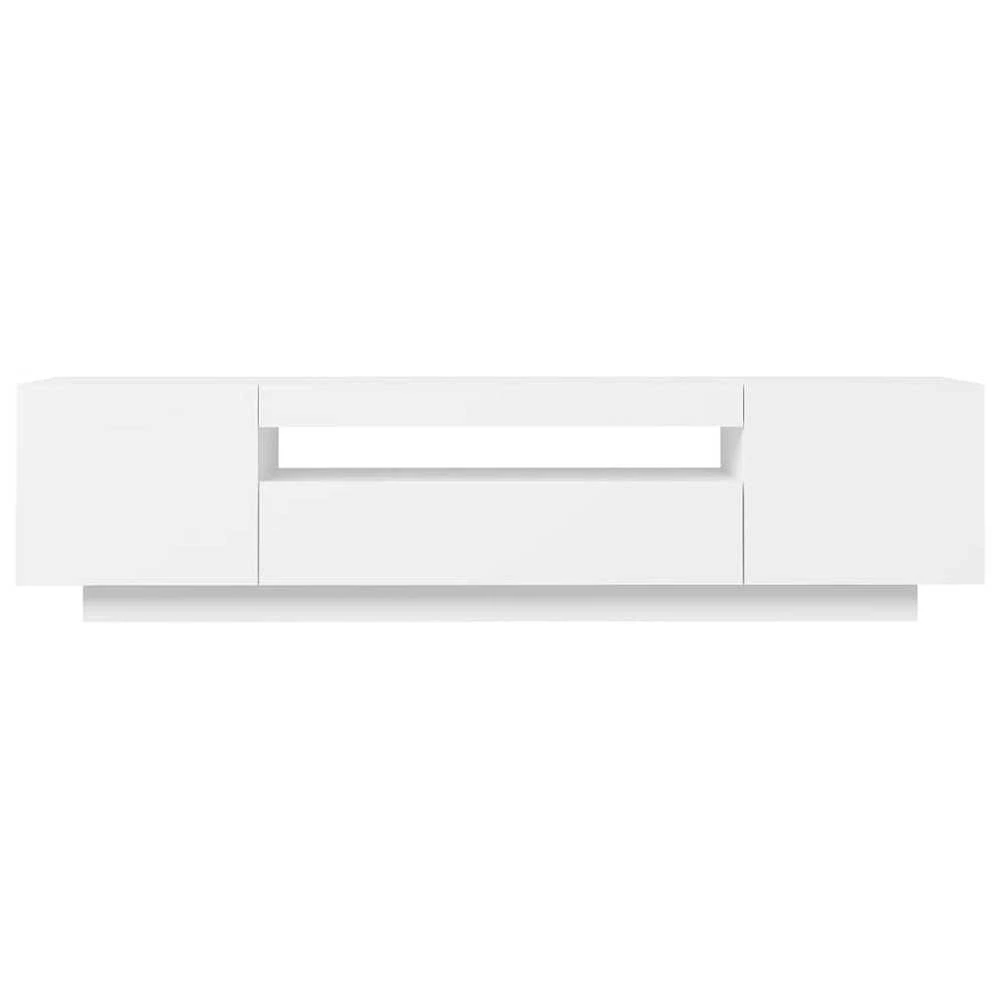 TV staliukas Televizoriaus spintelė su LED apšvietimu, balta, 160x35x40cm