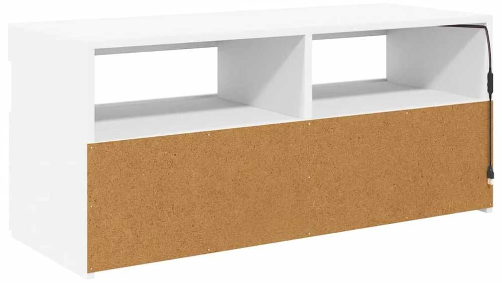 TV staliukas Televizoriaus spintelė su LED apšvietimu, balta, 90x35x40cm