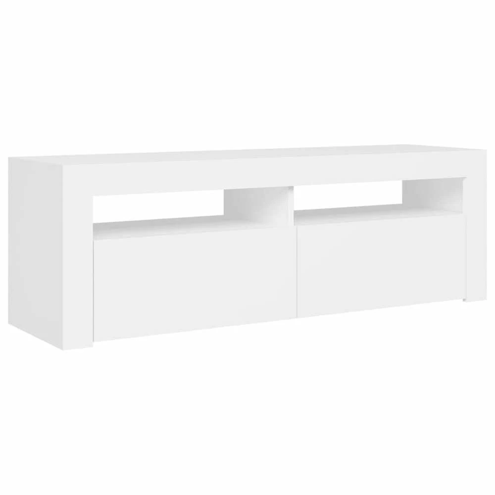 TV staliukas Televizoriaus spintelė su LED apšvietimu, balta, 120x35x40cm