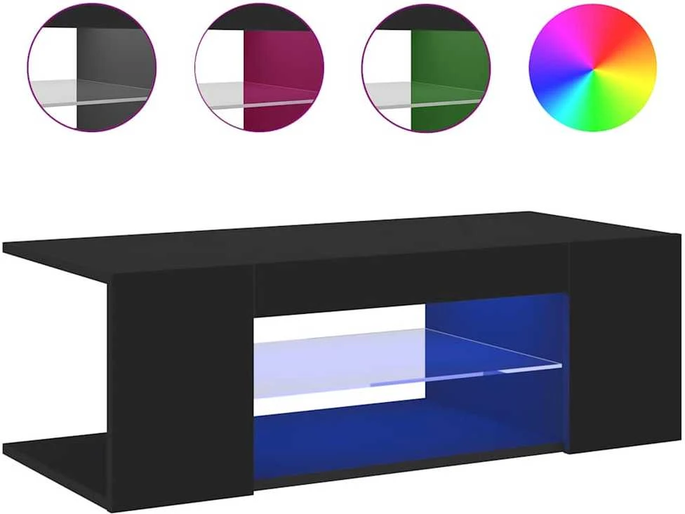 TV staliukas Televizoriaus spintelė su LED apšvietimu, juoda, 90x39x30cm