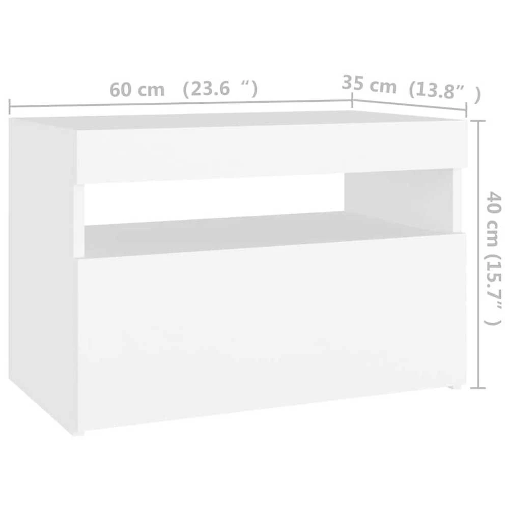 Televizoriaus spintelė su LED apšvietimu, balta, 60x35x40cm