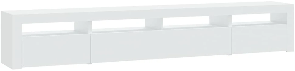 TV staliukas Televizoriaus spintelė su LED apšvietimu, balta, 240x35x40cm