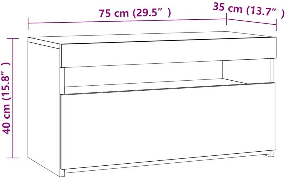 TV staliukas Televizoriaus spintelė su LED apšvietimu, betono, 75x35x40cm