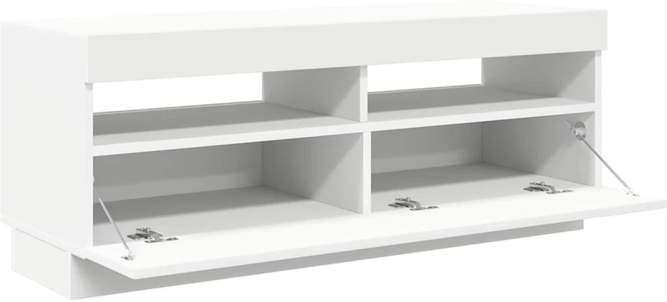 TV staliukas Televizoriaus spintelė su LED apšvietimu, balta, 100x35x40cm