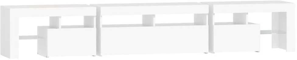 TV staliukas Televizoriaus spintelė su LED apšvietimu, balta, 230x36,5x40cm