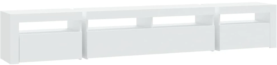 TV staliukas Televizoriaus spintelė su LED apšvietimu, balta, 240x35x40cm
