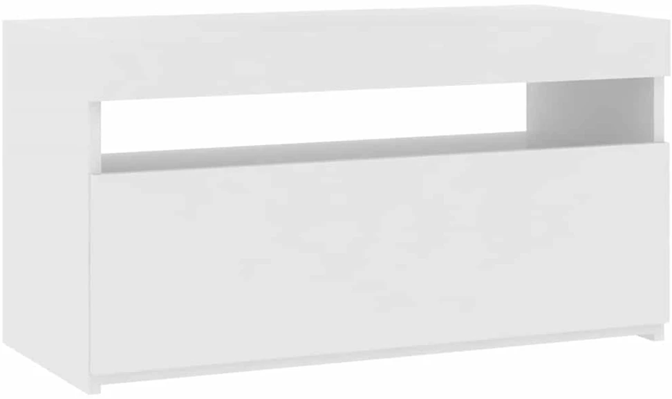 TV staliukas Televizoriaus spintelė su LED apšvietimu, balta, 75x35x40cm
