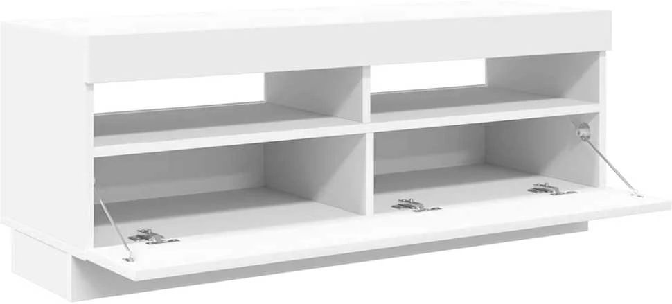 TV staliukas Televizoriaus spintelė su LED apšvietimu, balta, 100x35x40cm