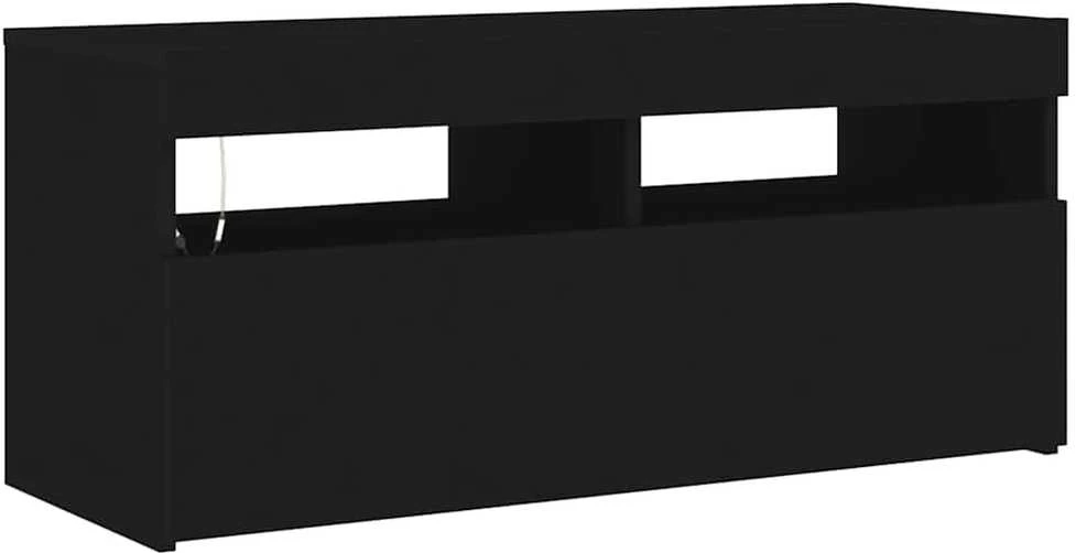 TV staliukas Televizoriaus spintelė su LED apšvietimu, juoda, 90x35x40cm
