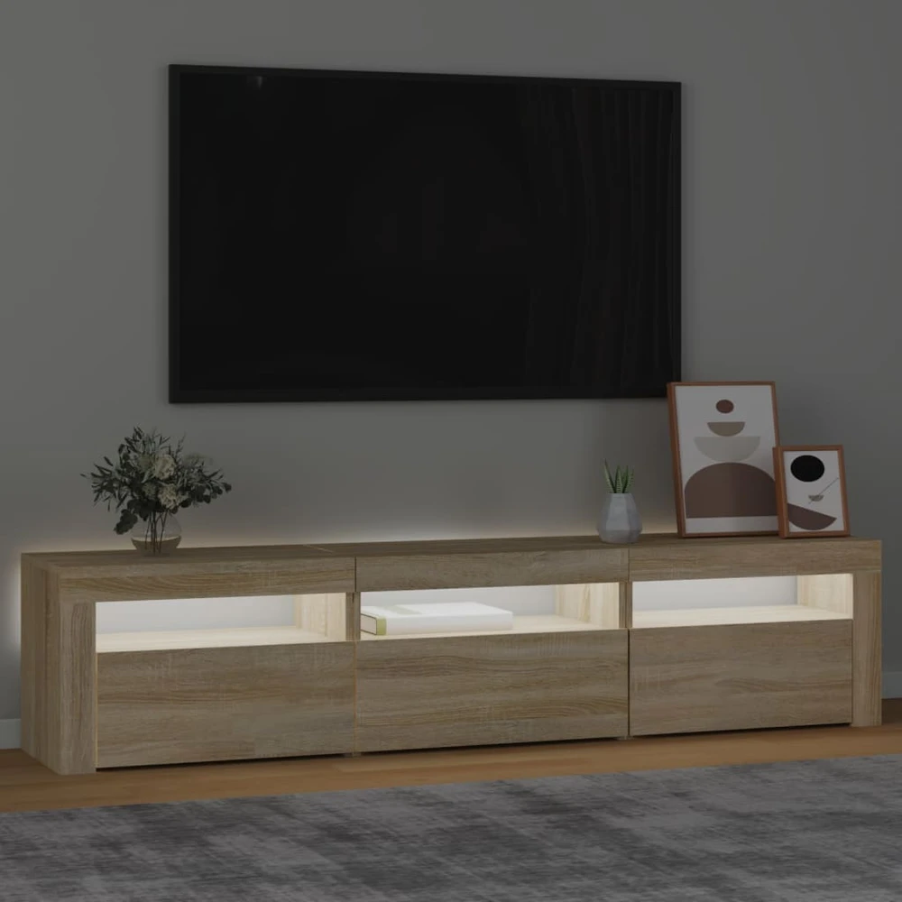TV staliukas Televizoriaus spintelė su LED apšvietimu, ąžuolo, 180x35x40cm