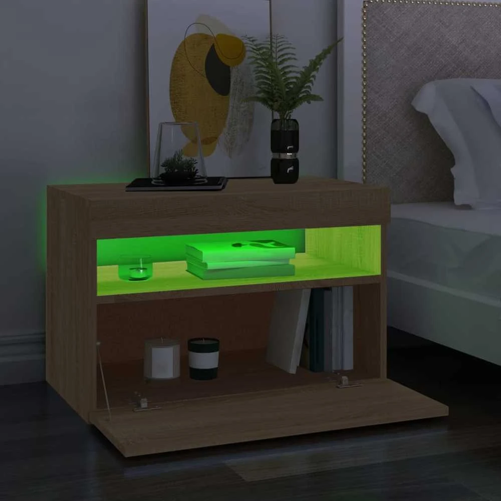 Televizoriaus spintelė su LED apšvietimu, ąžuolo, 60x35x40cm