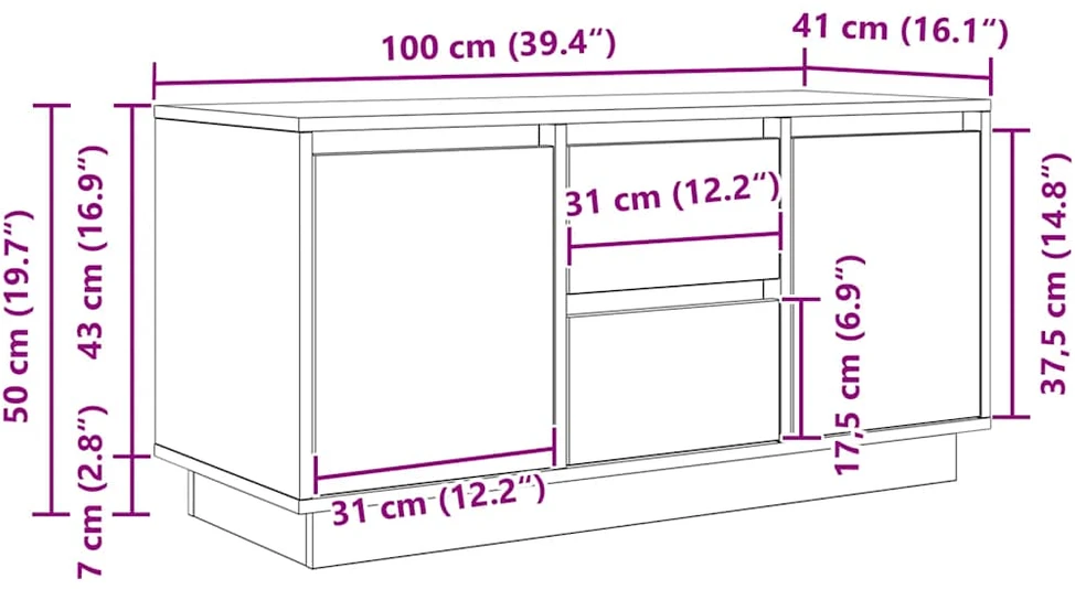TV staliukas Televizoriaus spintelė su LED apšvietimu, juoda, 100x41x50 cm