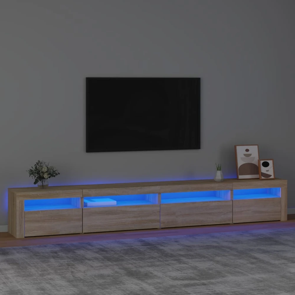 TV staliukas Televizoriaus spintelė su LED apšvietimu, ąžuolo, 270x35x40cm