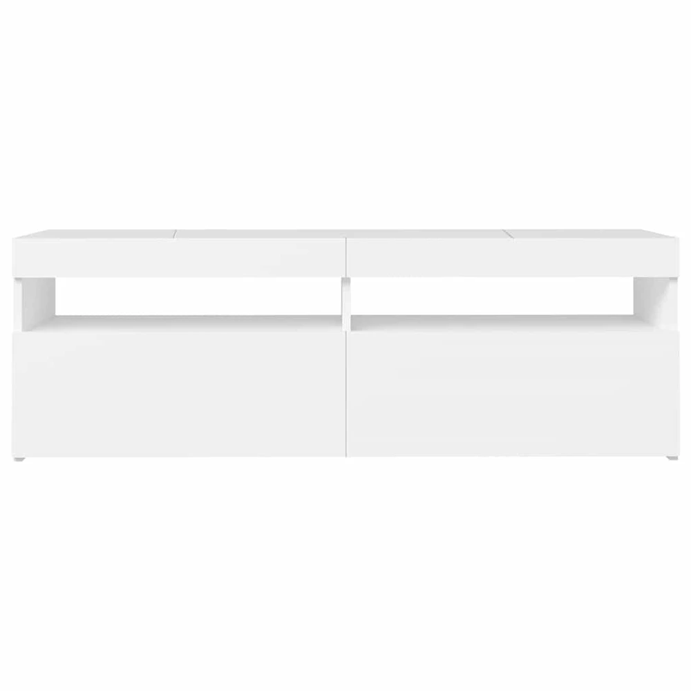 TV staliukas Televizoriaus spintelė su LED apšvietimu, balta, 120x35x40cm